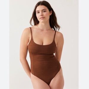 NEW Outdoor Voices Move Free TechSweat Leotard Cocoa Brown Thong Extra Large XL